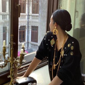Paloma Velvet Jewel Charm Black Cardigan